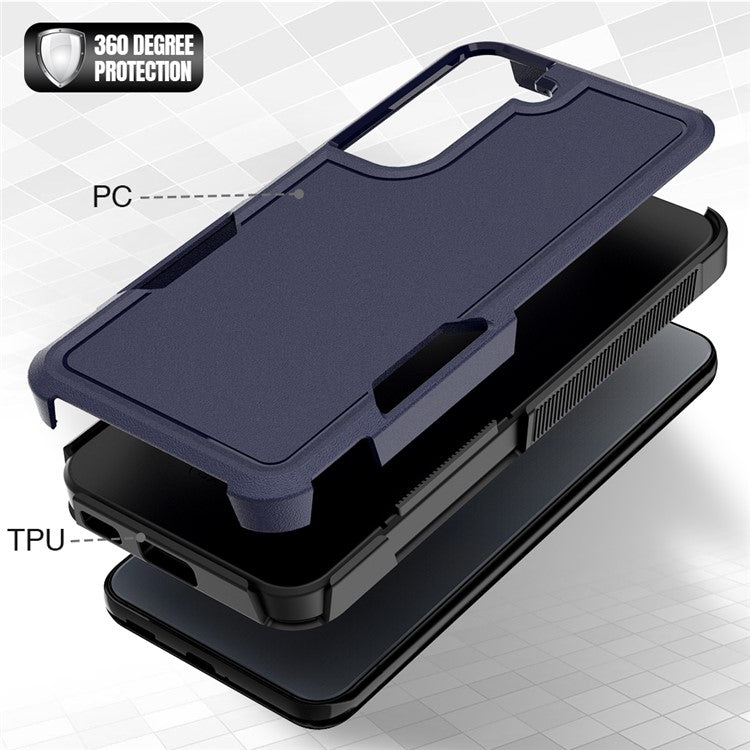 For Samsung Galaxy S22 5G Case 2-in-1 PC+TPU Shockproof Phone Cover - Dark Blue