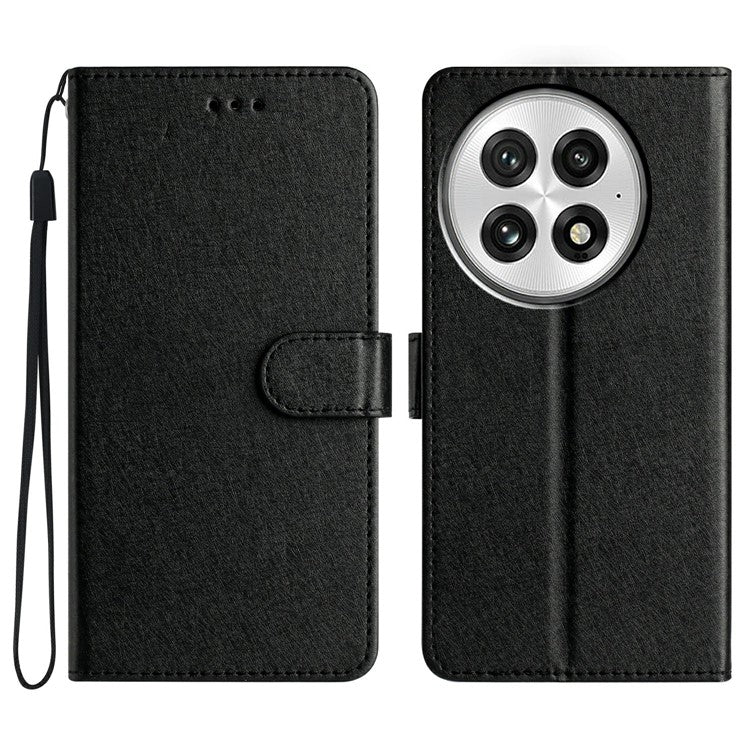 For OnePlus 13 Wallet Case Leather Folio Phone Cover Magnetic Clasp - Black