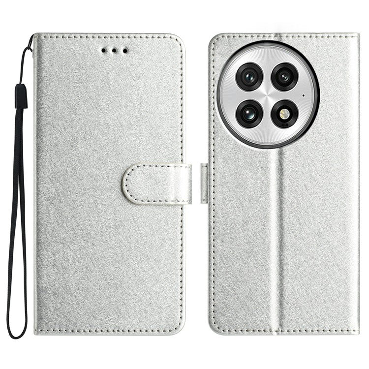 For OnePlus 13 Wallet Case Leather Folio Phone Cover Magnetic Clasp - Silver