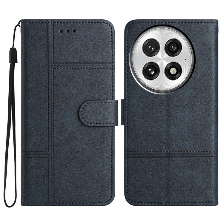 For OnePlus 13 Case Line Imprinted PU Leather Wallet Phone Cover - Blue