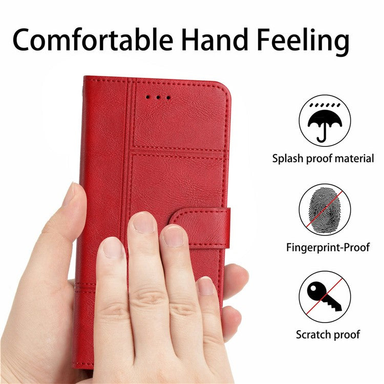 For Google Pixel 9a Case Line Imprinted PU Leather Wallet Phone Cover - Red