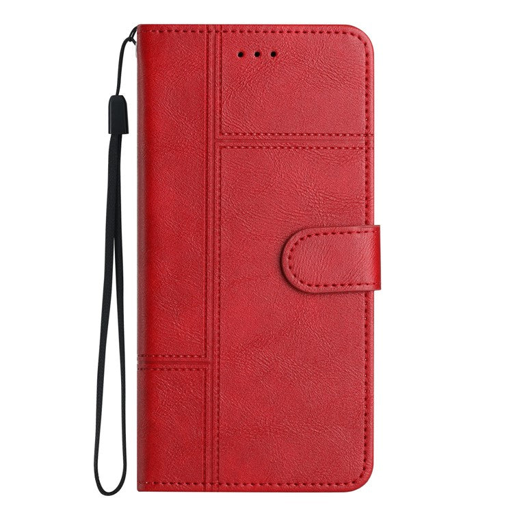 For Google Pixel 9a Case Line Imprinted PU Leather Wallet Phone Cover - Red