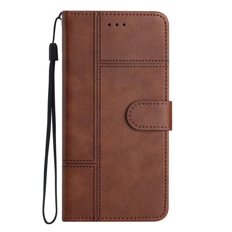 For Google Pixel 9a Case Line Imprinted PU Leather Wallet Phone Cover - Coffee