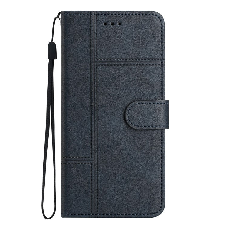 For Google Pixel 9a Case Line Imprinted PU Leather Wallet Phone Cover - Blue