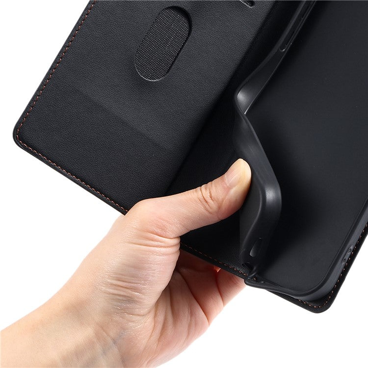 Leather Case for Xiaomi Poco C75 4G / Redmi 14R 5G / 14C 4G Dots Imprinted Phone Cover with Card Slot, Strap - Black