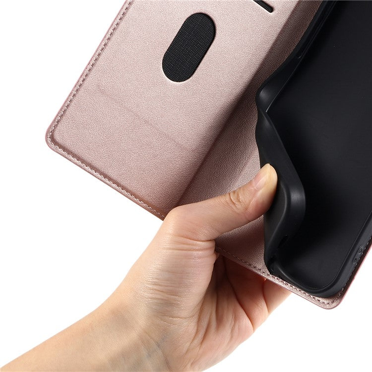 Leather Case for Xiaomi Poco C75 4G / Redmi 14R 5G / 14C 4G Dots Imprinted Phone Cover with Card Slot, Strap - Rose Gold