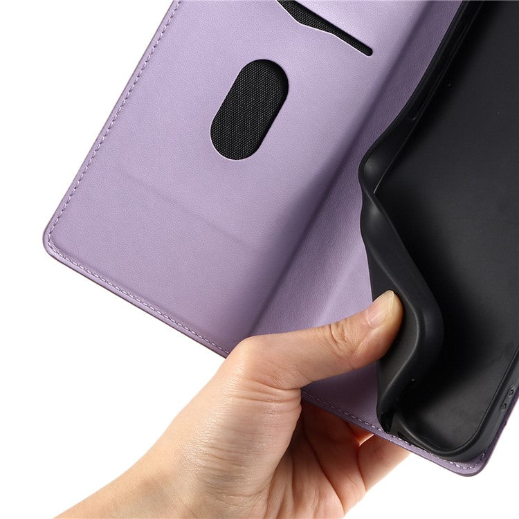 Leather Case for Xiaomi Poco C75 4G / Redmi 14R 5G / 14C 4G Dots Imprinted Phone Cover with Card Slot, Strap - Purple