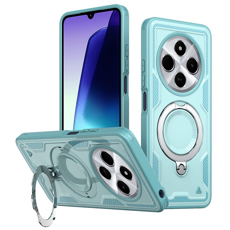 Kickstand Case for Xiaomi Poco C75 4G / Redmi 14R 5G / 14C 4G Compatible with MagSafe Military Protection PC+TPU Cover - Baby Blue