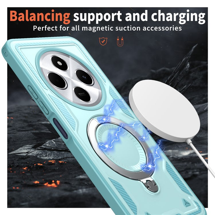 Kickstand Case for Xiaomi Poco C75 4G / Redmi 14R 5G / 14C 4G Compatible with MagSafe Military Protection PC+TPU Cover - Baby Blue