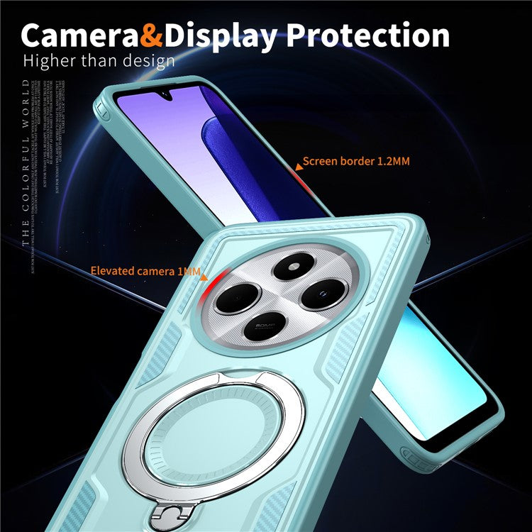 Kickstand Case for Xiaomi Poco C75 4G / Redmi 14R 5G / 14C 4G Compatible with MagSafe Military Protection PC+TPU Cover - Baby Blue