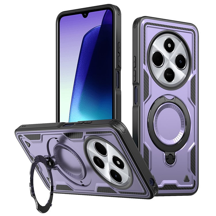 Kickstand Case for Xiaomi Poco C75 4G / Redmi 14R 5G / 14C 4G Compatible with MagSafe Military Protection PC+TPU Cover - Purple