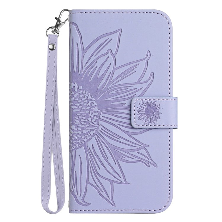 For Xiaomi Redmi Note 14 5G Case Sunflower Leather Wallet Phone Cover with Wrist Strap - Light Purple