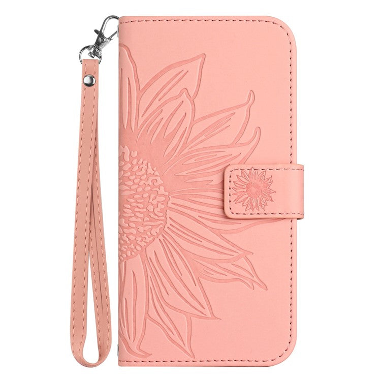 For Xiaomi Redmi Note 14 5G Case Sunflower Leather Wallet Phone Cover with Wrist Strap - Light Pink