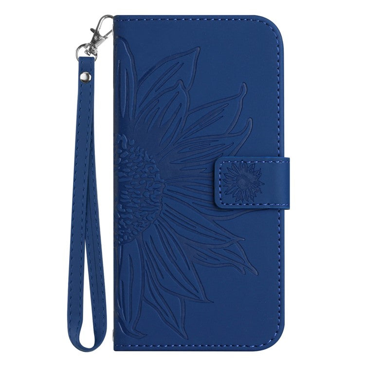 For Xiaomi Redmi Note 14 5G Case Sunflower Leather Wallet Phone Cover with Wrist Strap - Sapphire