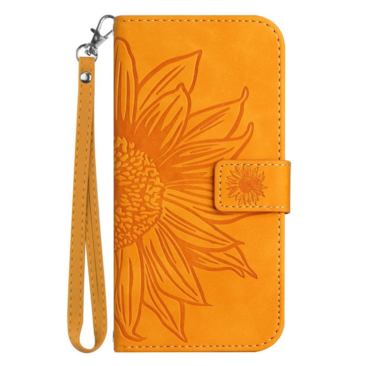 For Xiaomi Redmi Note 14 5G Case Sunflower Leather Wallet Phone Cover with Wrist Strap - Yellow