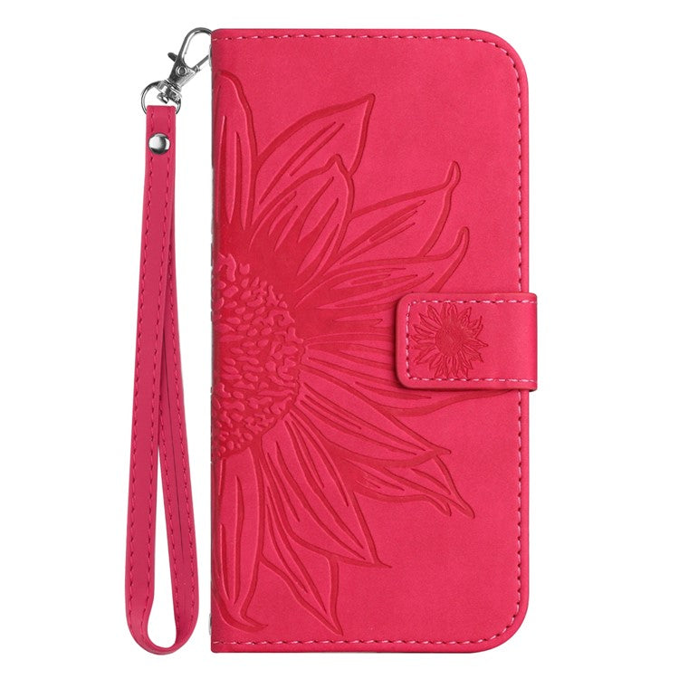 For Xiaomi Redmi Note 14 5G Case Sunflower Leather Wallet Phone Cover with Wrist Strap - Rose