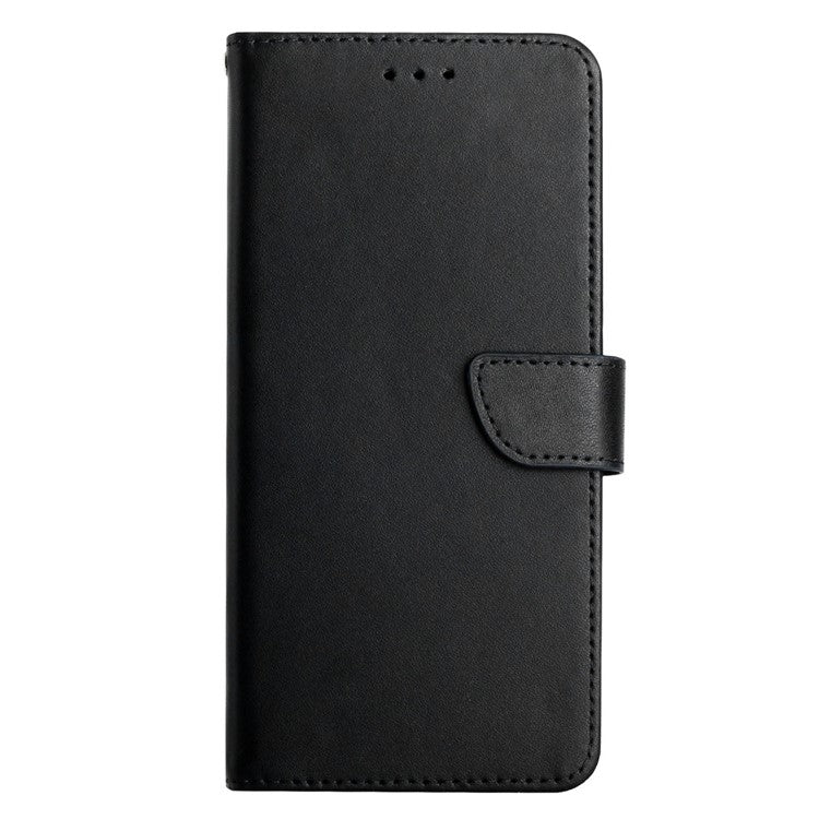 HT02 For Xiaomi Redmi Note 14 5G Case Genuine Cow Leather Phone Cover Nappa Texture - Black