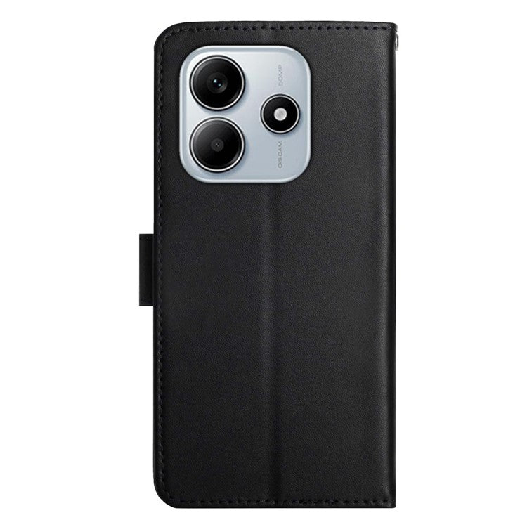 HT02 For Xiaomi Redmi Note 14 5G Case Genuine Cow Leather Phone Cover Nappa Texture - Black