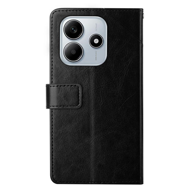 HT01 For Xiaomi Redmi Note 14 5G Case Y-Shaped Lines Imprint Leather Phone Cover - Black