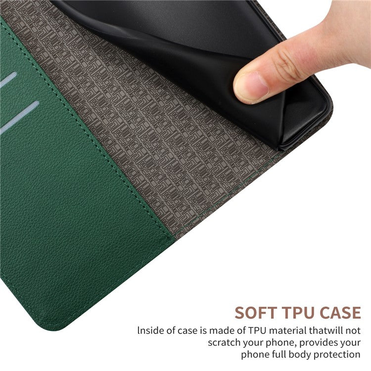 HT06 For Xiaomi Redmi Note 14 5G Wallet Phone Case Imprint PU Leather Flip Folio Cover - Green