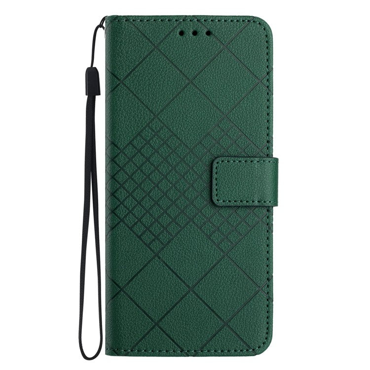 HT06 For Xiaomi Redmi Note 14 5G Wallet Phone Case Imprint PU Leather Flip Folio Cover - Green