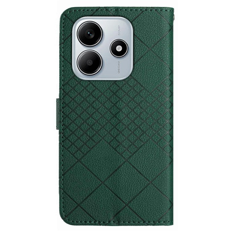 HT06 For Xiaomi Redmi Note 14 5G Wallet Phone Case Imprint PU Leather Flip Folio Cover - Green