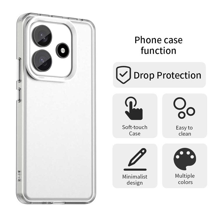 For Xiaomi Redmi Note 14 5G Case PC+TPU+PET Matte Anti-Drop Phone Back Cover - White