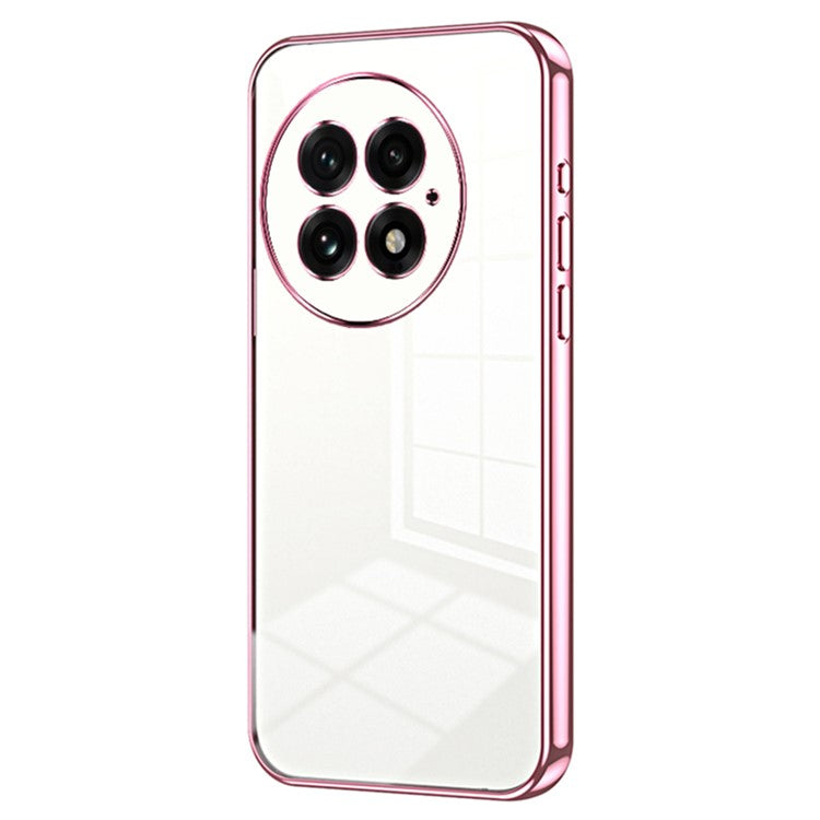 For OnePlus 13 Case Electroplating Frame Soft TPU Phone Cover - Pink