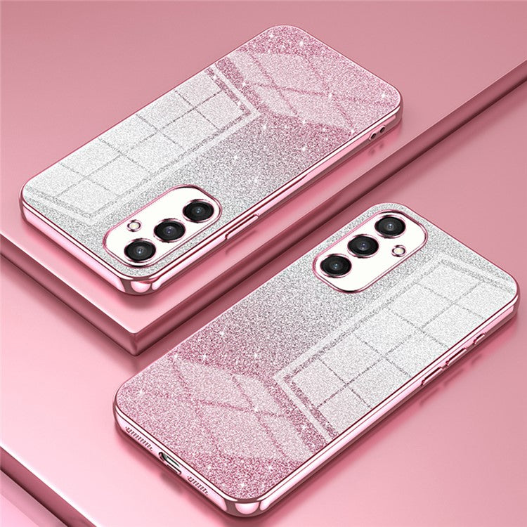 For Samsung Galaxy S25 Case Electroplating Gradient Glitter TPU Phone Cover - Pink