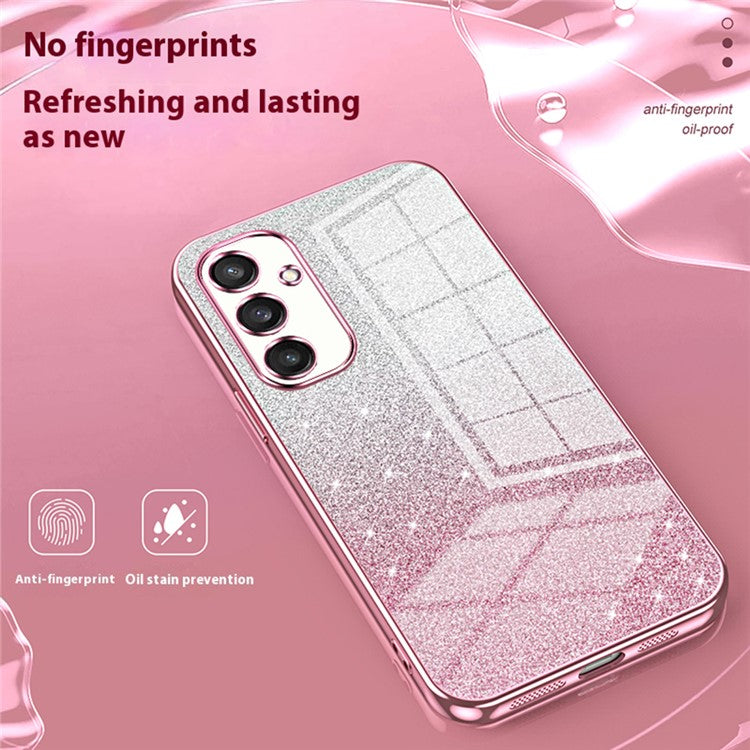 For Samsung Galaxy S25 Case Electroplating Gradient Glitter TPU Phone Cover - Pink