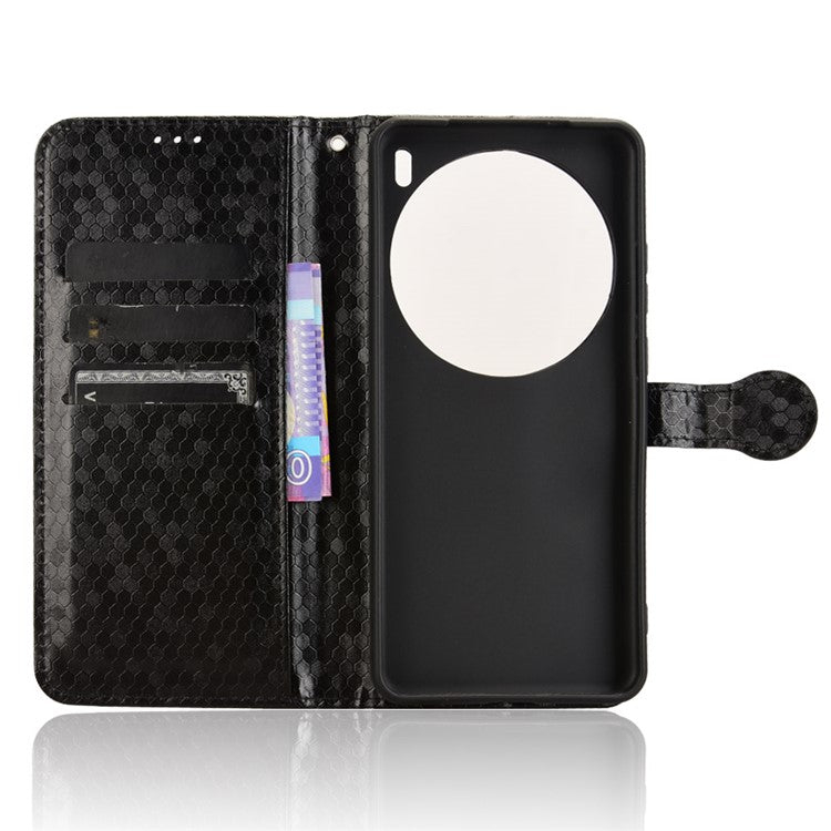 For vivo X200 Pro 5G Wallet Case Dot Pattern Imprint PU Leather Phone Cover - Black