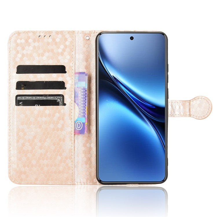 For vivo X200 Pro 5G Wallet Case Dot Pattern Imprint PU Leather Phone Cover - Rose Gold