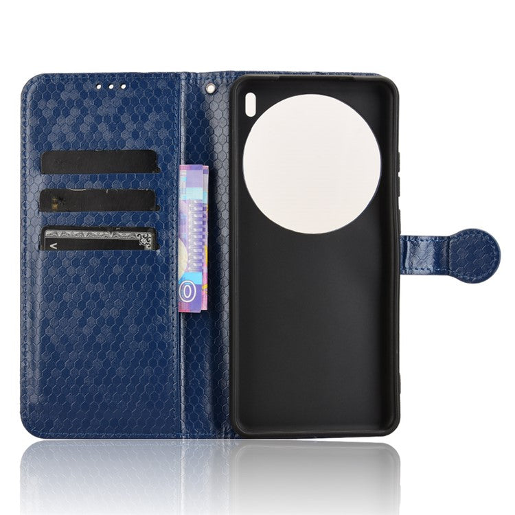 For vivo X200 Pro 5G Wallet Case Dot Pattern Imprint PU Leather Phone Cover - Dark Blue