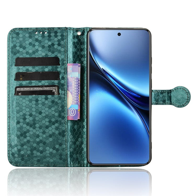 For vivo X200 Pro 5G Wallet Case Dot Pattern Imprint PU Leather Phone Cover - Green