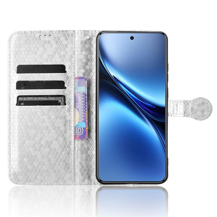 For vivo X200 Pro 5G Wallet Case Dot Pattern Imprint PU Leather Phone Cover - Silver