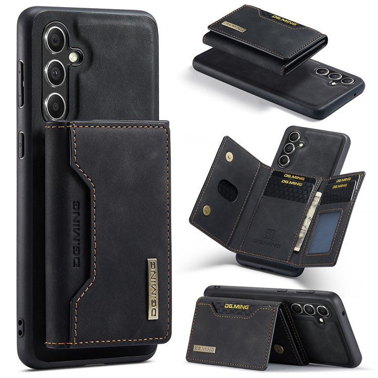 DG.MING M2 Series for Samsung Galaxy S25 Case PU+PC+TPU Phone Cover Detachable Wallet - Black