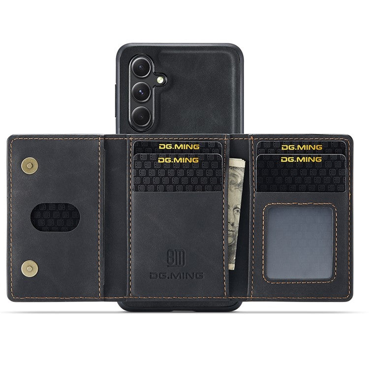 DG.MING M2 Series for Samsung Galaxy S25 Case PU+PC+TPU Phone Cover Detachable Wallet - Black