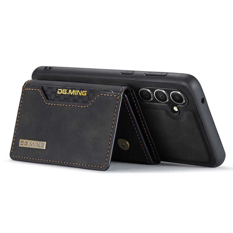 DG.MING M2 Series for Samsung Galaxy S25 Case PU+PC+TPU Phone Cover Detachable Wallet - Black