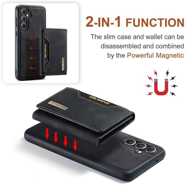 DG.MING M2 Series for Samsung Galaxy S25 Case PU+PC+TPU Phone Cover Detachable Wallet - Black