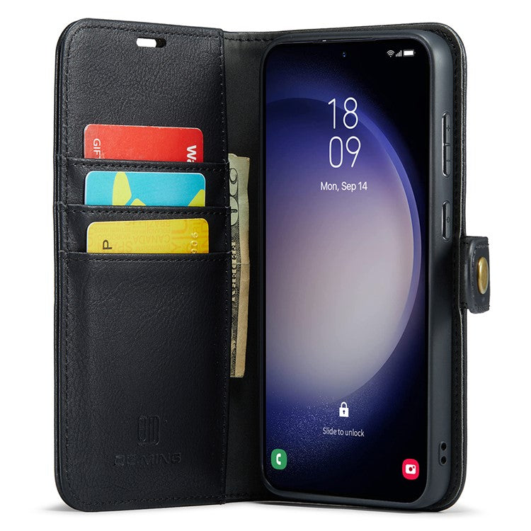 DG.MING for Samsung Galaxy S25+ Case Detachable Split Leather Phone Cover - Black