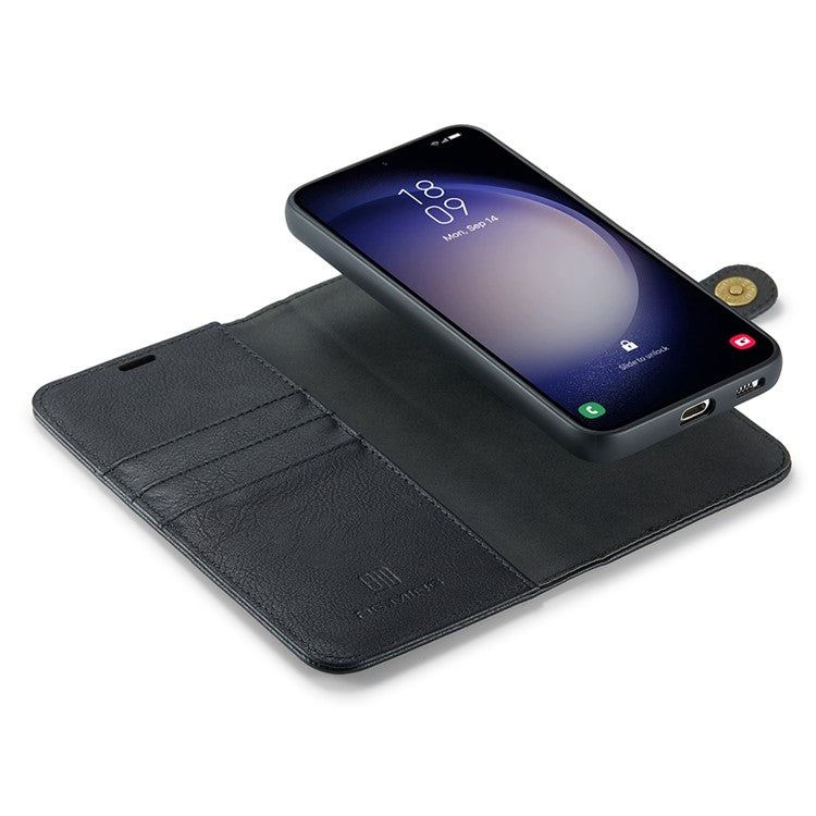 DG.MING for Samsung Galaxy S25+ Case Detachable Split Leather Phone Cover - Black