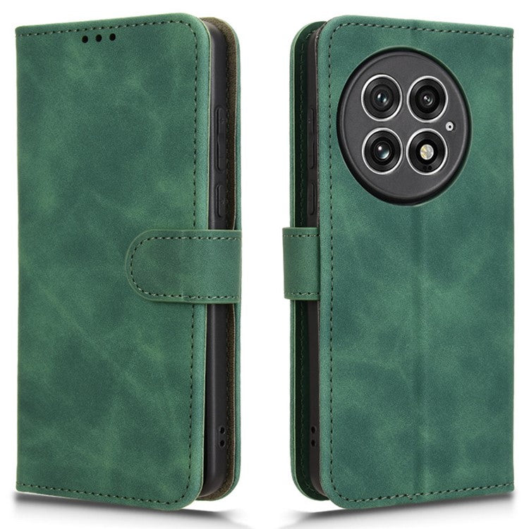 For OnePlus 13 Leather Case Skin-Feel Anti-Drop Wallet Flip Phone Cover - Green