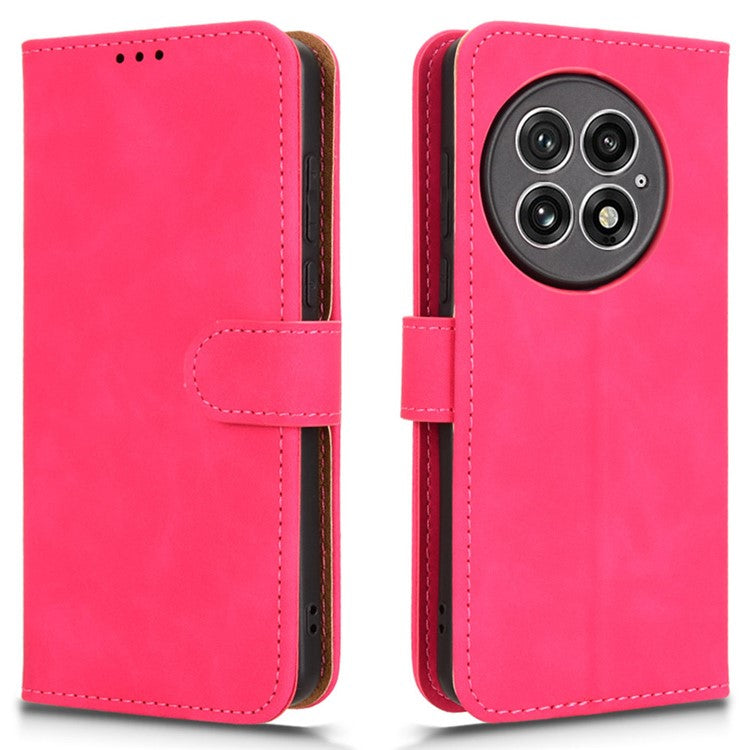 For OnePlus 13 Leather Case Skin-Feel Anti-Drop Wallet Flip Phone Cover - Rose