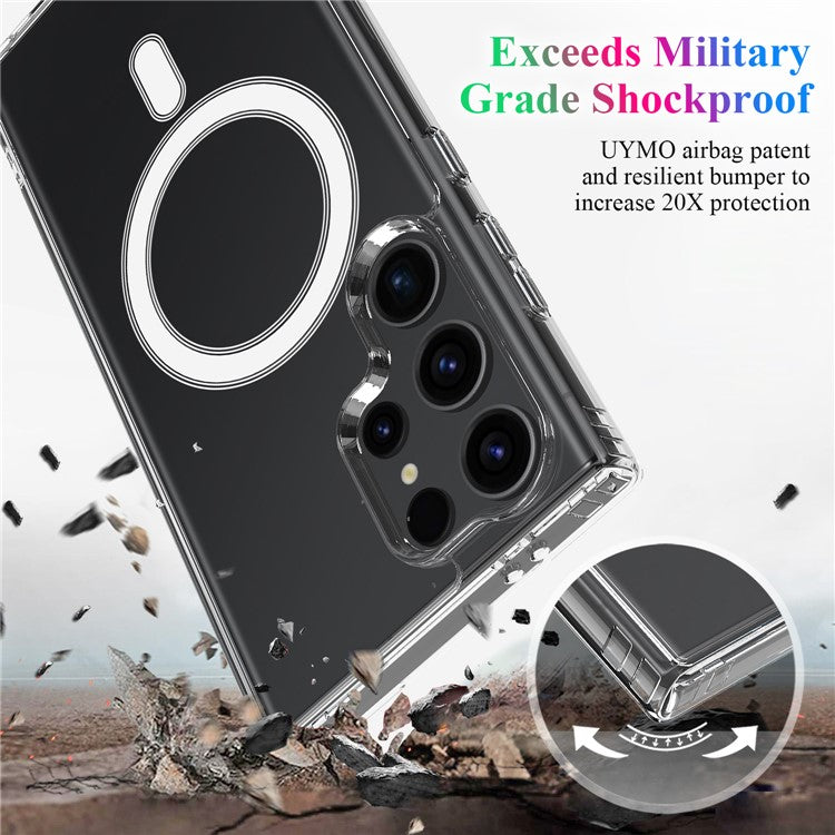 For Samsung Galaxy S25 Ultra Clear Case TPU+Acrylic Magnetic Phone Cover Compatible with MagSafe