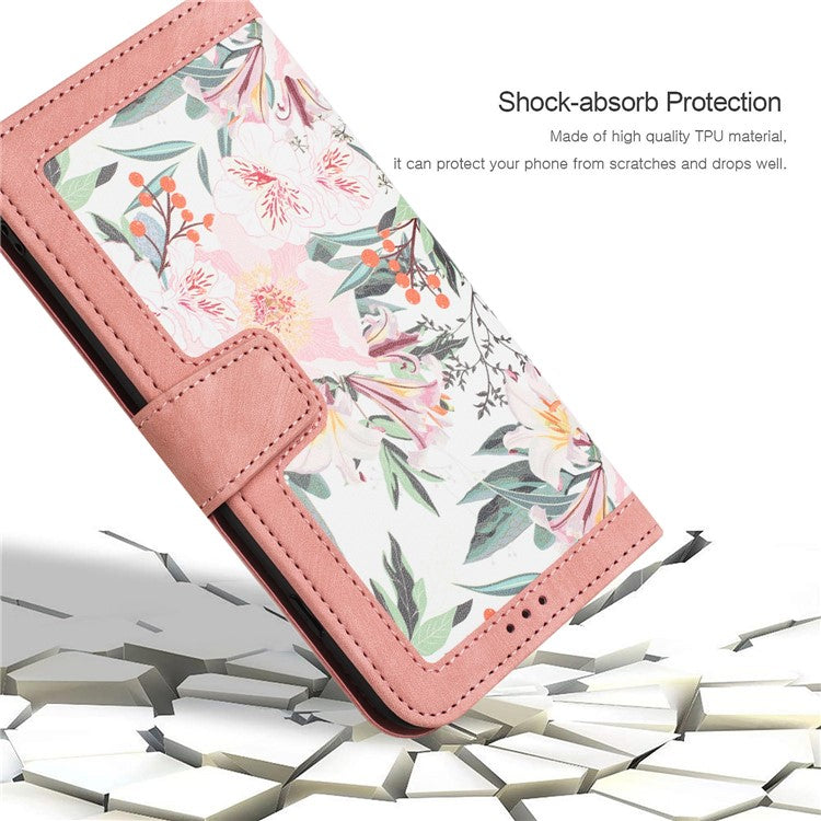 Leather Case for Xiaomi Poco C75 4G / Redmi 14R 5G / 14C 4G Floral Phone Cover with Card Slots - Pink