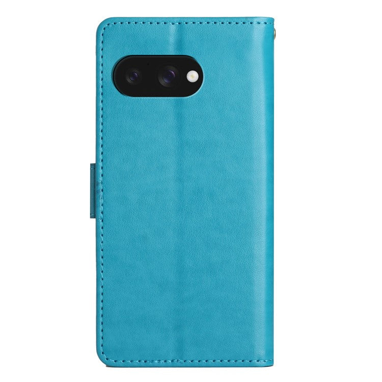 For Google Pixel 9a Case PU Leather Phone Wallet Cover with Strap - Blue