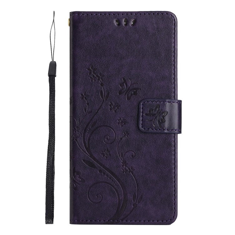 For Google Pixel 9a Case PU Leather Phone Wallet Cover with Strap - Dark Purple