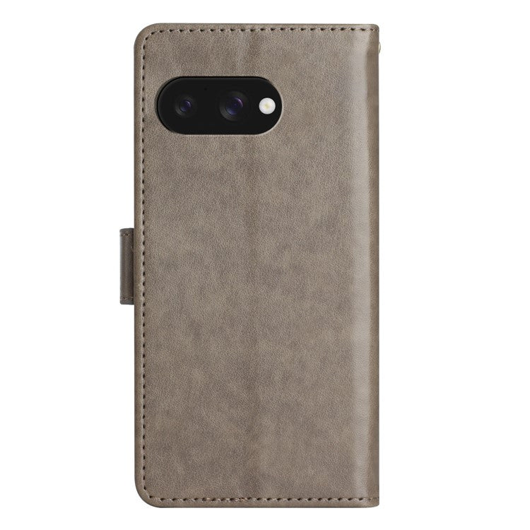 For Google Pixel 9a Case PU Leather Phone Wallet Cover with Strap - Grey