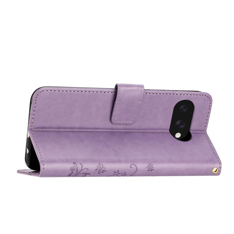 For Google Pixel 9a Case PU Leather Phone Wallet Cover with Strap - Light Purple