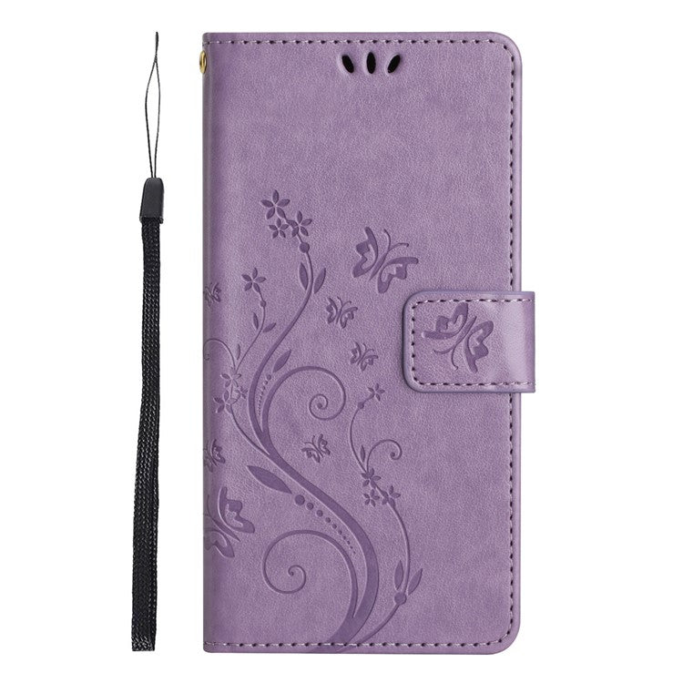 For Google Pixel 9a Case PU Leather Phone Wallet Cover with Strap - Light Purple